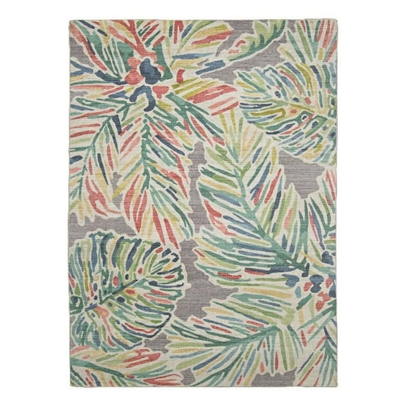 Afuera Living Indoor Outdoor Machine Washable Area 5'x7' Rug in Gray and Green