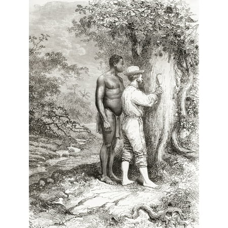 Jules Crevaux during his exploration of French Guiana in 1878 carving his initials on a tree on the banks of the Oyapock or Oiapoque River South America in the 19th century Jules Crevaux 1847 Canvas