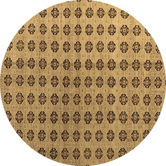 Ahgly Company Indoor Round Abstract Brown Modern Area Rugs, 5' Round