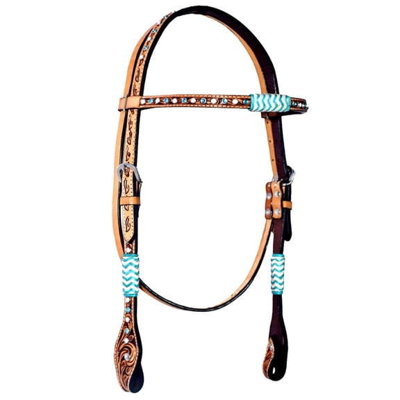 Bar H Equine American Leather Horse Saddle Tack Headstall | Browband Western for Horses