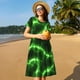 thumbnail image 4 of Fotbe Green Lightning Vestido Largo de Moda para Mujer, Vestido Tipo Camiseta con Manga Corta y Estilo Casual a Rayas y Bloques de Color, 4 of 6