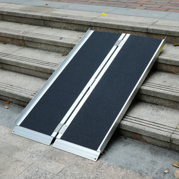 Non-Skid Threshold Ramp Portable Aluminum Folding Wheelchair Ramp for Home Steps Stairs Doorways 4 ft