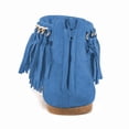 thumbnail image 4 of YDN Women Fashion Round Open Toe Flip Flop Sandals Suede Tassels Metal Chain Back Zipper Thong Flats Casual Summer Daily Shoes Size 6.5 Blue, 4 of 4