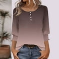thumbnail image 2 of RongHuan Womens 3/4 Sleeve Shirts Casual Crewneck Tunic T-Shirt Fashion Loose Fit Tops Gradient Color Tshirt, 2 of 8