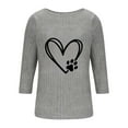thumbnail image 5 of Womens 3/4 Sleeve Tops Hearts Floral Printed Graphic Base Tee Shirts Crew Neck Casual Spring Fall Summer Tshirts (2XL, Gray-Heart), 5 of 6