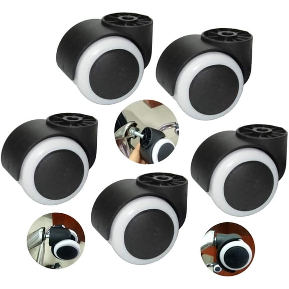 Gamvdout Plate Casters Rodless Mute Office Chair Caster Furniture Caster Replacement Castors Swivel Chair Wheel Hole Diameter 8mm 360 Degree Swivel Casters for Home Furniture Office 5pcs