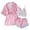 Pink, variant on HNMKIU Women's Satin Pajama Set Floral Lace Trim Sleepwear Nightwear With Matching Robe Pink,L
