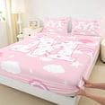 thumbnail image 4 of Castle Fairy Pink Rainbow Letter M Full Size Sheets 4-Piece for Girls,Cartoon Theme Bed Sheets for Kids, 4 of 6
