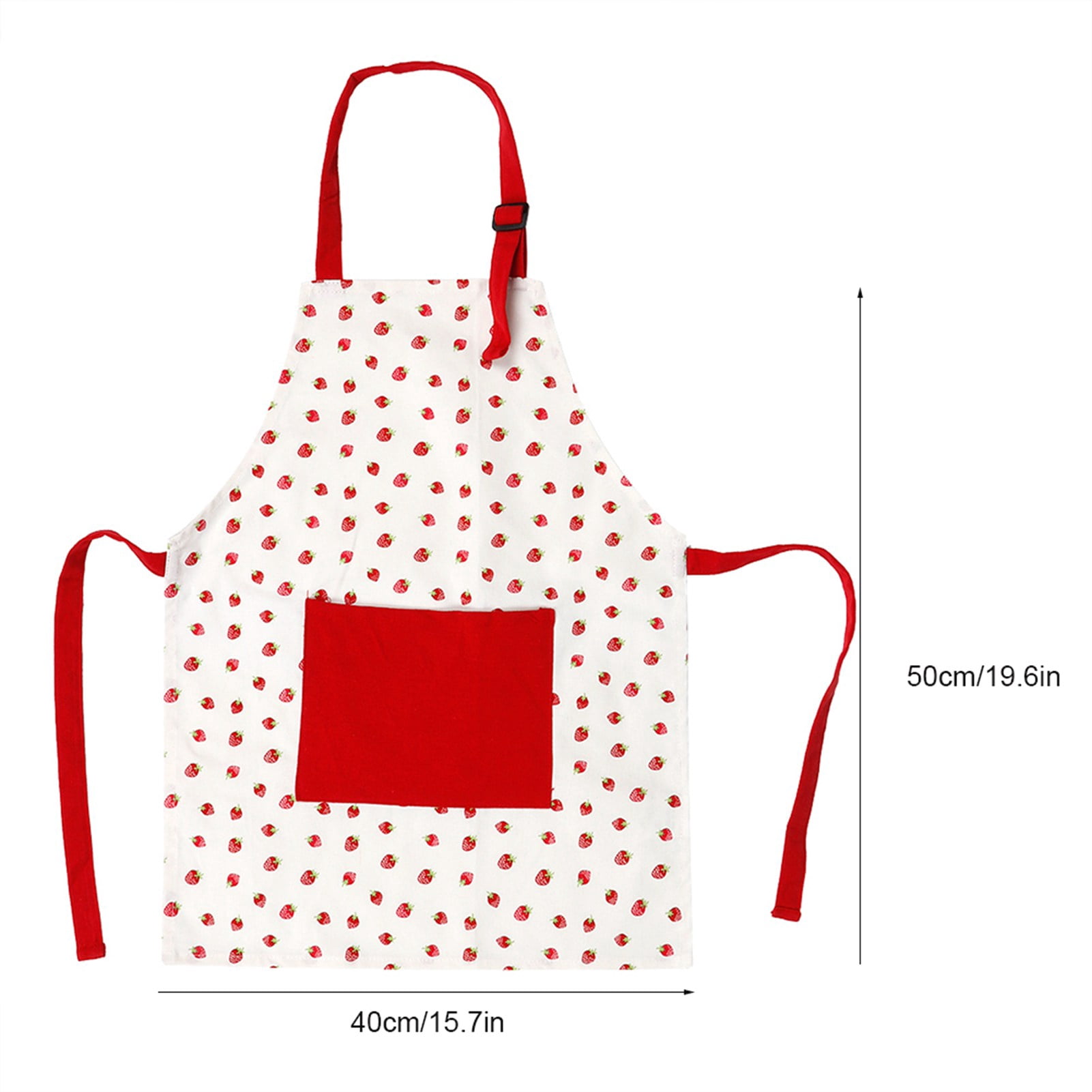BIMZUC Kids Cotton Apron for Cooking, Baking, and Painting with Adjustable Neck Strap, Red Strawberry
