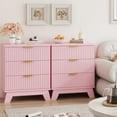 thumbnail image 7 of FANRAL 3 Large Drawer Nightstand,30" Tall Night Stand,24" Wide Side Table,Wood Fluted Bedside Table Modern End Table Small Dresser for Bedroom,Pink Nightstand, 7 of 7