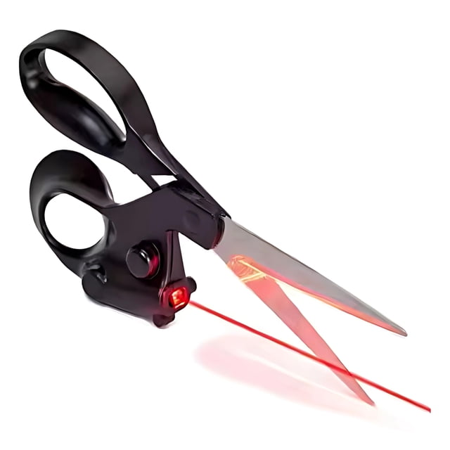 Tijeras de costura profesionales con guía láser para manualidades en casa, envolver regalos, cortar tela y papel, corte recto rápido | Mango ergonómico mejorado