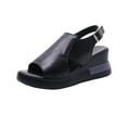 thumbnail image 2 of TUOBARR Wedge Sandals Women, Womens Open Toe Dressy Platform Sandals Fish Mouth Buckle Ankle Strap Wedges Sandals, Women's Leather High-heeled Black B, 2 of 5