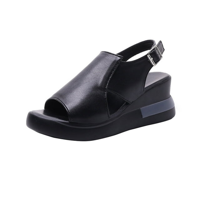 CEHVOM Chaussures pour Femmes à Talons Hauts à Bout Ouvert en Cuir Souple à Plateforme Haute