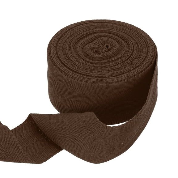 Uxcell Cotton Twill Tape Ribbon 2" 11 Yard Herringbone Webbing Tape, Dark Brown