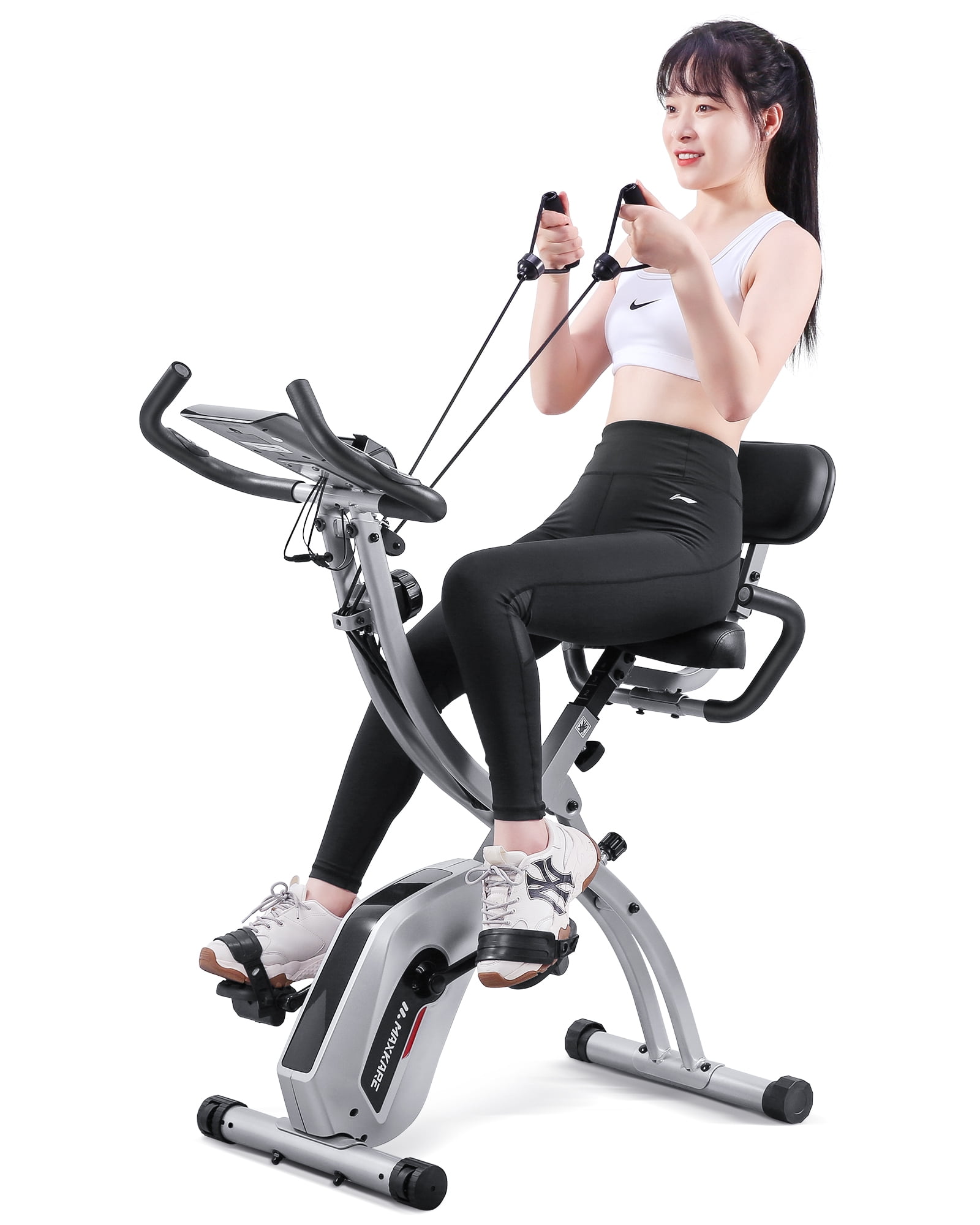 Folding Exercise Bike LCD Monitor Home Gym Arm Leg Training Exercise Bike Cycle 