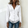 thumbnail image 5 of Boho Jackets for Women Long Sleeve Western Fringe Shacket Suede Barn Jackets, 2XL, 5 of 5