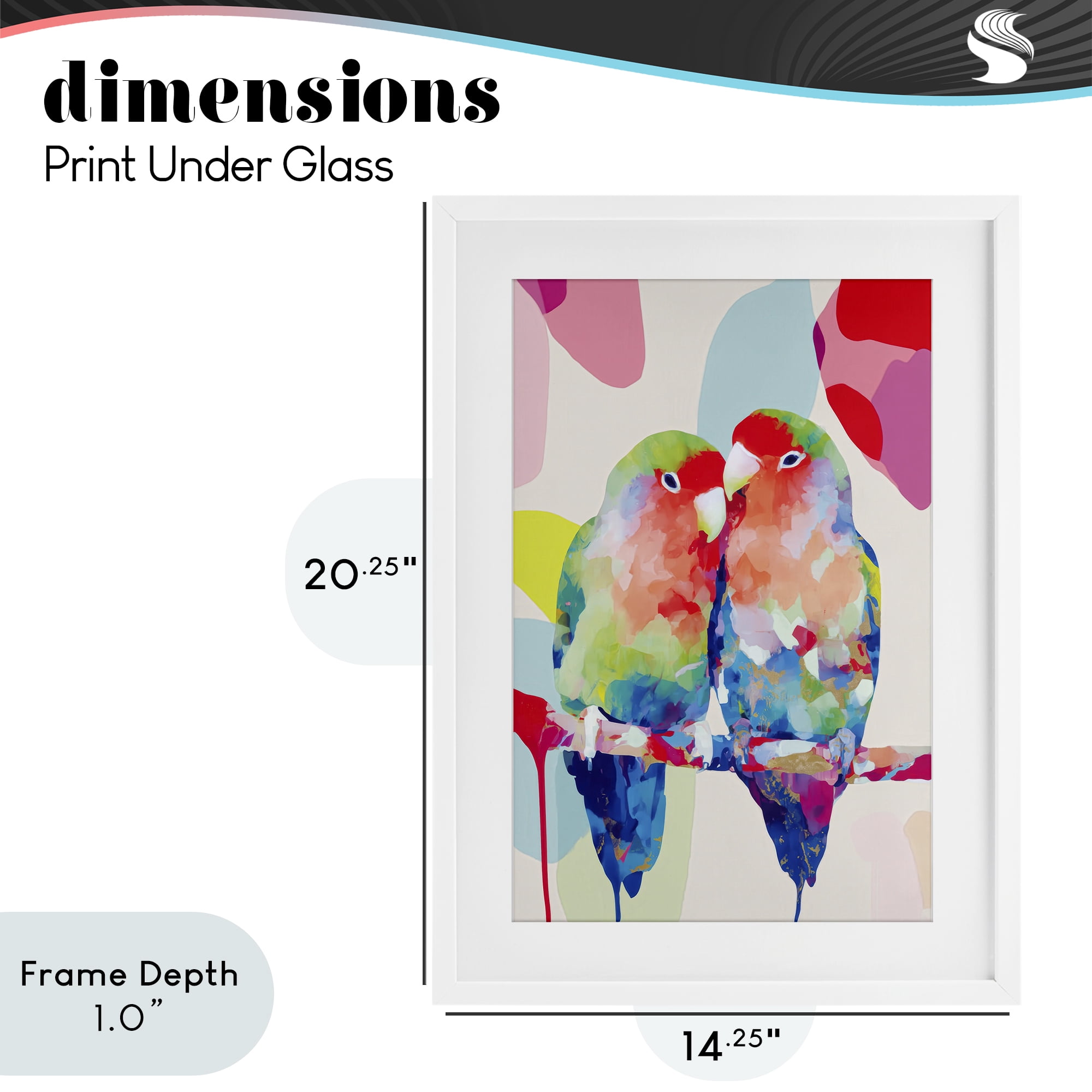 Stupell Industries Lovebirds on a Branch White Framed Print Under Glass, design by Chromatic Storm Studio