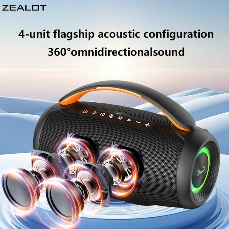 ZEALOT P12, Portable Bluetooth Speaker with Lights, 60W