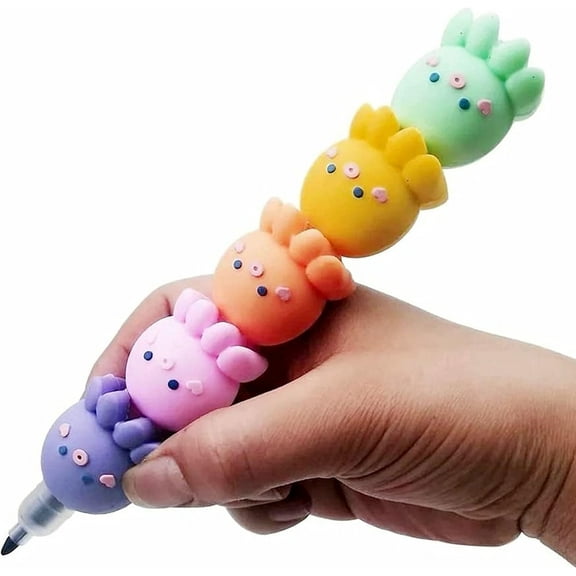 Pastel colored highlighter pens, 6 colors chisel tip pen, assorted colors, water-based, quick drying (octopus shape)