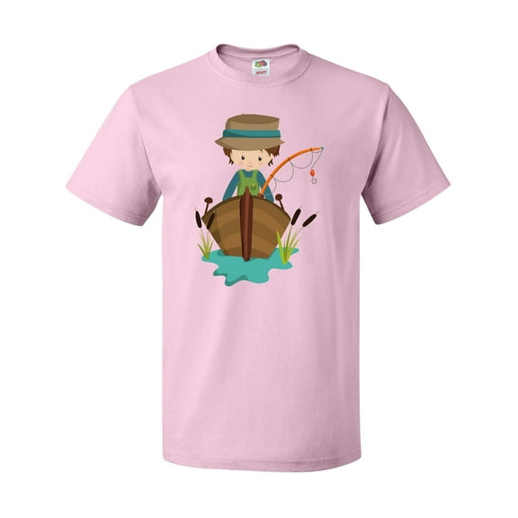 Inktastic Fishing Boy, Fisherman, Fishing Rod, Brown Hair T-Shirt