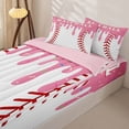 thumbnail image 3 of Homewish Pink Drippy Baseball Stitch Print Zipper Twin Comforter Sets with Fitted Sheet and 2 Pillowcases,Sports Monogram Zipper Bedding Set For Kids Boys And Girls,Reversible,4 Pieces, 3 of 7