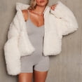 thumbnail image 5 of Women'S Short Coat Casual Jacket with Pockets Warm Winter Zip-Up Outwear Cream White M, 5 of 7