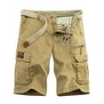 thumbnail image 3 of BADHUB Multi-Pocket Cargo Shorts for Young Men Classic Button Zipper Shorts Casual Solid Color Ripstop Hiking Work Shorts Khaki XL, 3 of 5