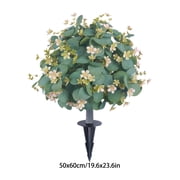 23.6in Artificial Eucalyptus Ground Plants Tree, Faux Greenery Stake Decor, Lifelike Outdoor Plants for Garden Landscaping, Artificial Green Tree for Yard and Patio Exterior Decoration, Multicolor