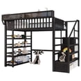 thumbnail image 5 of Mirightone Full Loft Bed with Stairs and 4 Shelf Storage Rack, Bedside Shelf, RGB Light, Charging Station – Black, 5 of 10