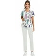 thumbnail image 5 of WTOBBY Women's Plus Size Short Sleeve Printed Scrubs Set with Pockets, V-Neck, Animal Floral Print, 2-Piece Nursing Uniform, Medical Workwear for Caregivers,White XL, 5 of 6
