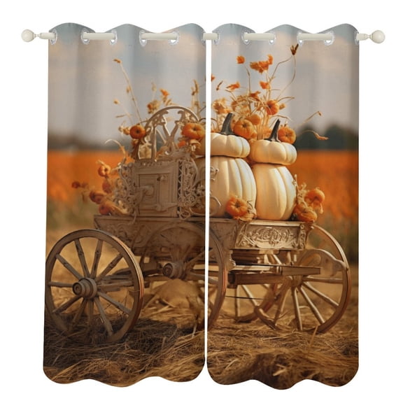 Thanksgiving Pumpkin Luxury Window Curtains Blinds for Living Room Kids Bedroom Bathroom Kicthen Door Home Decor 2 Panels
