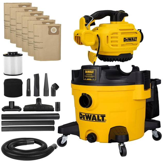Aspiradora de taller DEWALT DXV209PC para uso húmedo y seco de 34 litros con soplador de hojas de 5 HP