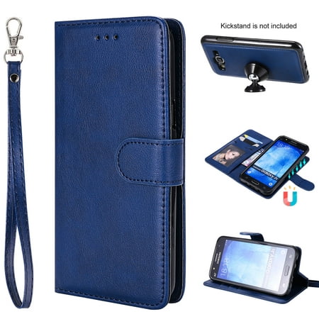 Galaxy S5 Case Wallet, S5 Case, Allytech Premium Leather Flip Case Cover & Card Slots Pocket, Wrist Design Detachable Slim Case for Samsung Galaxy S5 G900A (Blue)