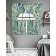 thumbnail image 5 of Turquoise Kitchen Curtains Swag Valance and Tier Curtains Set 24 Inch Length, Modern Geometric Marble Abstract Art Rod Pocket Drape Panels Pair Swag Curtains for Bathroom/Cafe/Window, 5 of 6