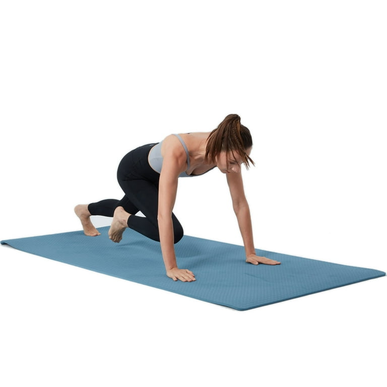 YR Non Slip Workout Mat 76x35 Extra Large Thick TPE Foam Home Gym Fitness Exercise Mat Blue
