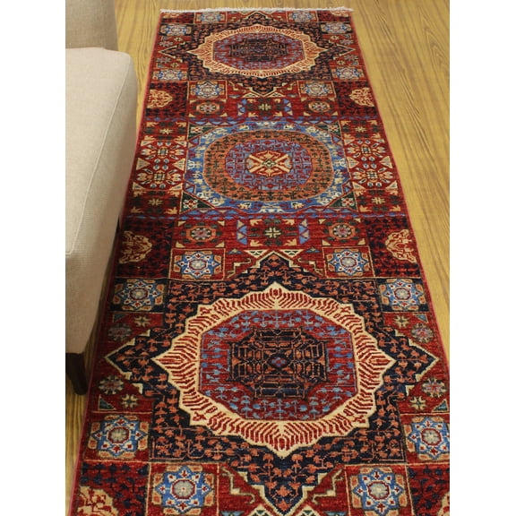 Aria Koroush Red/Blue Runner, 2'8" x 14'3"