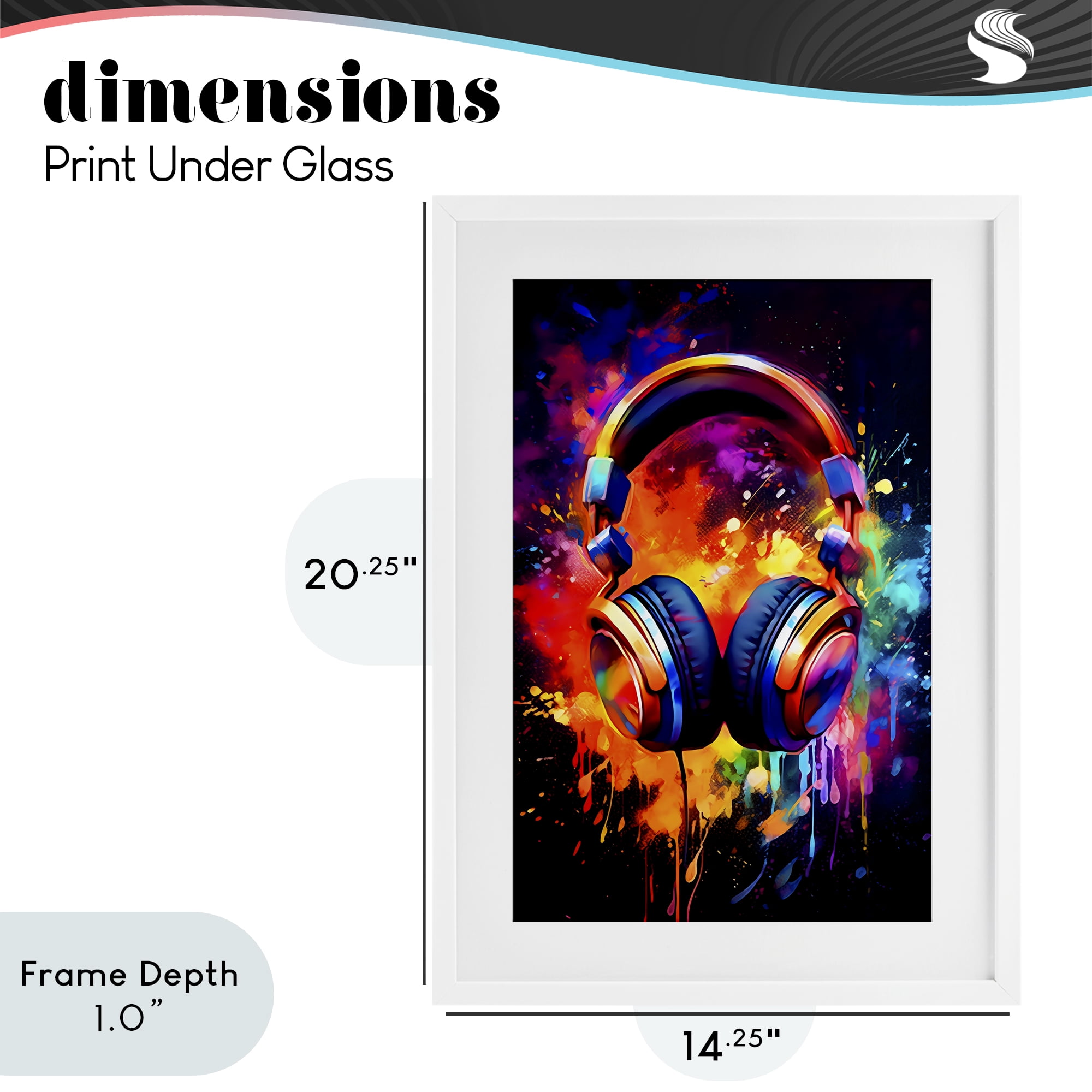 Stupell Industries Musical Color Pop Splash White Framed Print Under Glass, design by Creative Studio