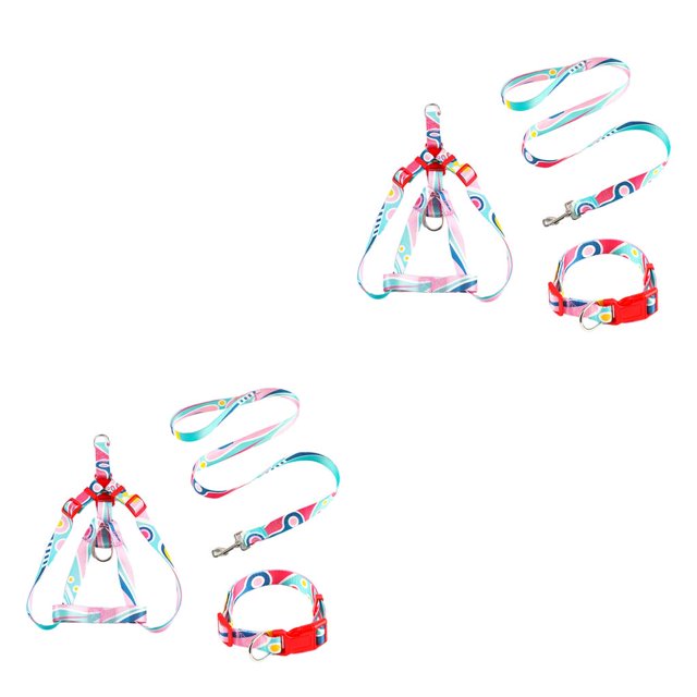 Methold 3 unids/set collar para mascotas correa de aleación de zinc Clip de impresión ajustable arnés para caminar lavable personalizado rosa M Rosado METRO, 1.5x120cm 2piezas Methold CBP327552