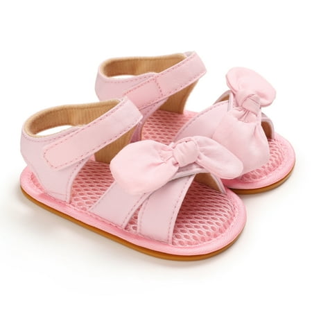 

Calsunbaby Infants Baby Girls Summer Bow Sandals Soft Sole Non-Slip Open Toe Flats Newborn Pre-Walkers