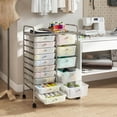 thumbnail image 4 of Costway 15-Drawer Trolley with Chrome Plated Metal Frame & Lockable Universal Wheels Clear, 4 of 10