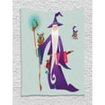 thumbnail image 1 of Magician Tapestry, Humorous Composition of an Old Wizard Man Holds Staffs and Owls, Wall Hanging for Bedroom Living Room Dorm Decor, 40W X 60L Inches, Multicolor, by Ambesonne, 1 of 2