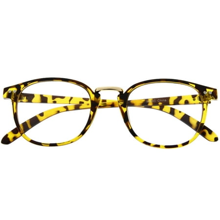 Retro Vintage Style Clear Lens Eye Glasses Hipster Cool Nerd Smart Oval Round, Tortoise