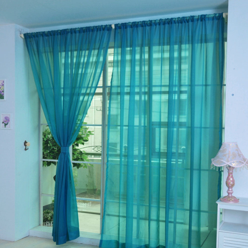 Details about   1PC Coloful Tulle Voile Home Door Window Curtain Drape Panel Sheer Scarf Divider 