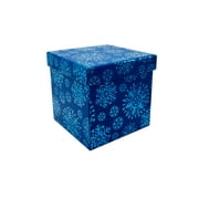Holiday Time Christmas Gift Square Box 4 inches Blue Holo Snowflake