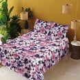 thumbnail image 2 of Ambesonne Anemone Flowers Fitted & Flat Sheet with Shams 4 Pcs Set, Romance Vibe Floral, Queen, Pastel Pink Off White, 2 of 5