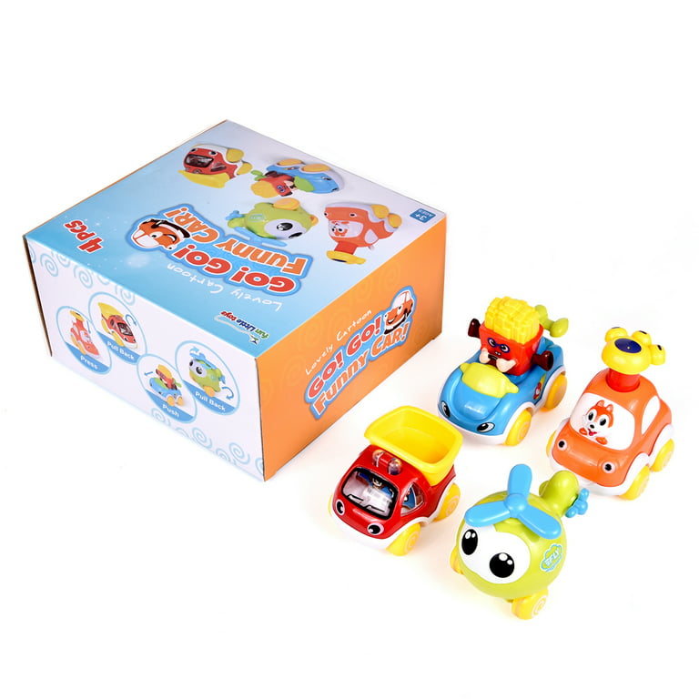 Press and Go Car, Go! Go! Smart Wheels Starter Pack Baby Toy Cars Toddler  Birthday Gift Toys Cartoon Wind up Cars for 2 Year Old Boys F-260 