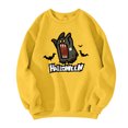 thumbnail image 2 of Halloween Themed Sweatshirt for Men Funny Pumpkin Ghost Print Casual Long Sleeve Spooky Pullover Sweatshirt Fall Winter Fashion Comfy Tshirts Yellow XL, 2 of 5