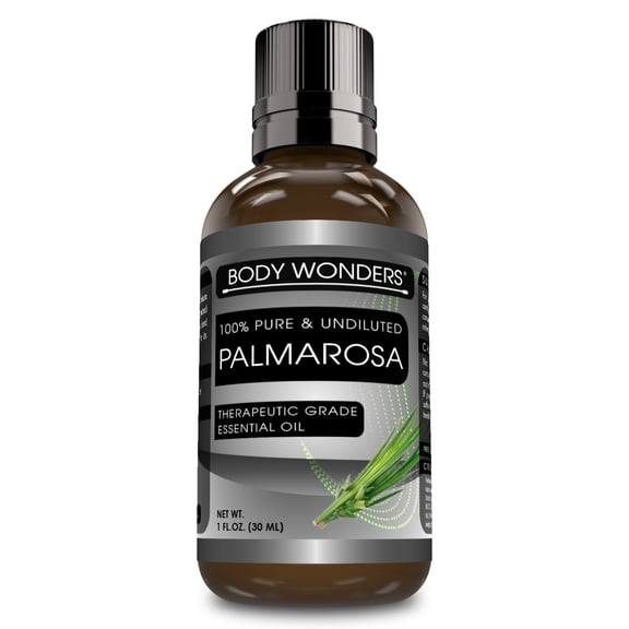 Body Wonders 100% Pure Palmarosa Essential Oil, 1 fl oz - Therapeutic Grade Palmarosa Oil for Diffuser, Aromatherapy, and DIY Skincare