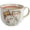 thumbnail image 1 of Linda taza de café de cerámica de 16 oz con asa Taza Kawaii Tazas de leche con leche de cerámica para la oficina y el hogar Patrón pintado a mano Regalos de cumpleaños únicos (gato afortunado), 1 of 5