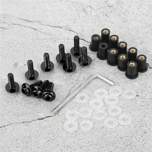 Motorcycle Windshield Windscreen Washer Motorbike Windshield Fastener Fairing Screen Fastener 10pcs Motorcycle Windshield Nut Washers Universal Motorbike Fairing Mounting Kit